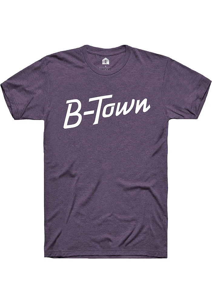 Rally Bloomington Purple RH Script Short Sleeve T Shirt