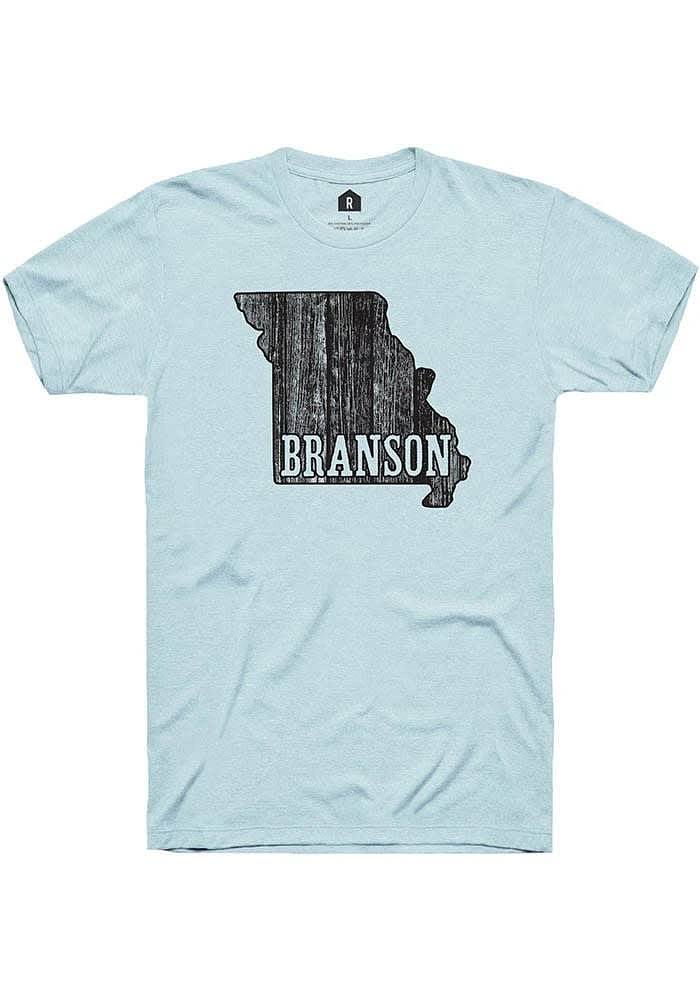 Rally Branson Light Blue State Shape Short Sleeve Fashion T Shirt