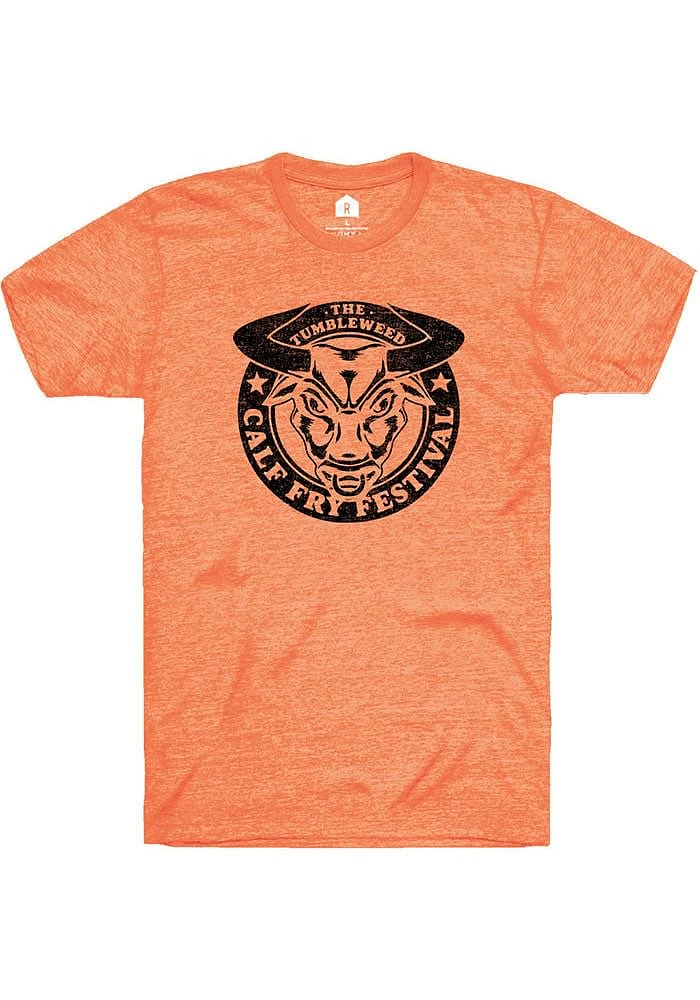 Rally Stillwater Orange Calf Fry Festival Short Sleeve Fashion T Shirt
