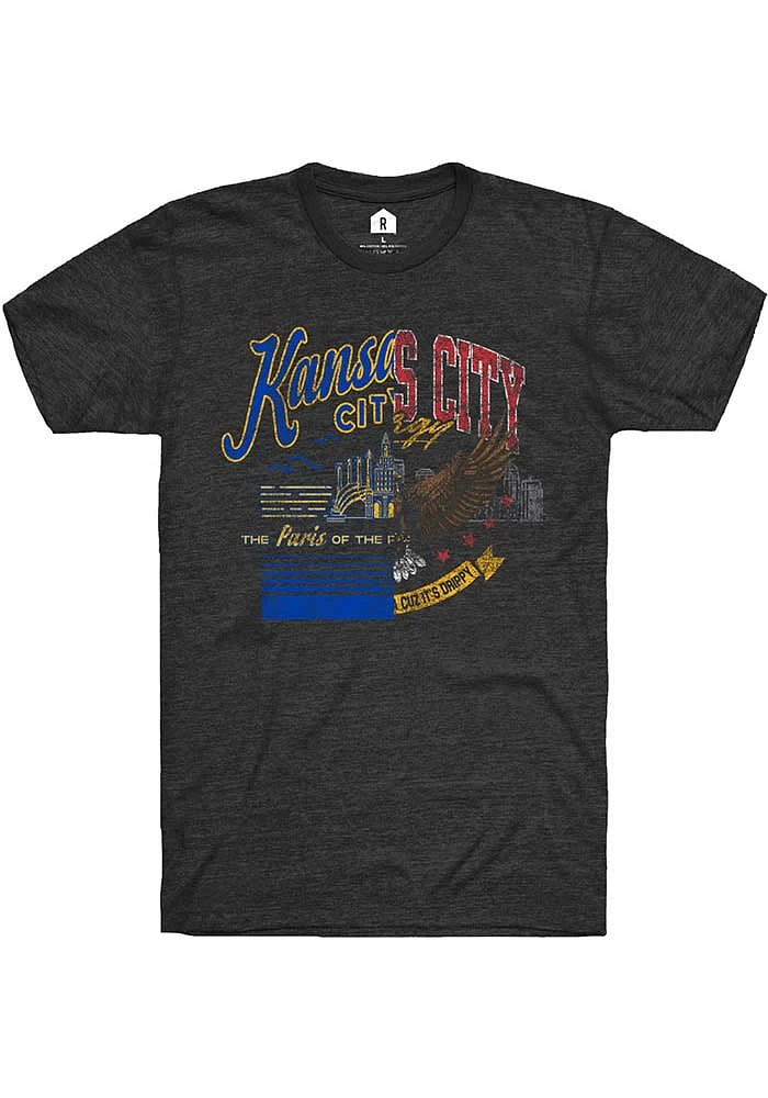 Rally Kansas City Grey Split Short Sleeve Fashion T Shirt