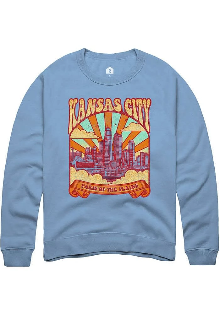 Rally Kansas City Mens Light Blue Paris of the Plains Long Sleeve Crew Sweatshirt