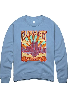Rally Kansas City Mens Light Blue Paris of the Plains Long Sleeve Crew Sweatshirt