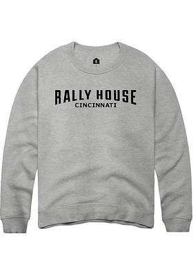 Rally House Mens Grey Employee Tees Design Long Sleeve Crew Sweatshirt
