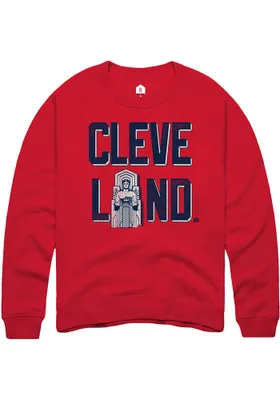 Rally Cleveland Mens Red Guardian Wordmark Long Sleeve Crew Sweatshirt