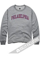 Rally Philadelphia Mens Grey Wordmark Long Sleeve Crew Sweatshirt
