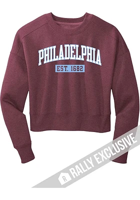 Rally Philadelphia Womens Maroon Arched Wordmark Crew Sweatshirt