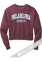 Rally Philadelphia Womens Maroon Arched Wordmark Crew Sweatshirt