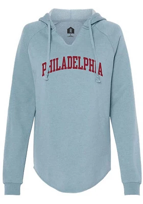 Rally Philadelphia Womens Light Blue Arch Wordmark Hooded Sweatshirt