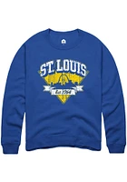 Rally St Louis Mens Blue Retro Logo Long Sleeve Crew Sweatshirt