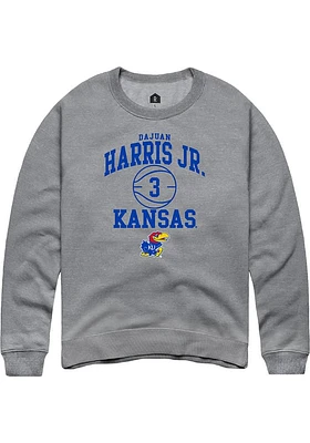Dajuan Harris Jr  Rally Kansas Jayhawks Mens Graphite NIL Sport Icon Long Sleeve Crew Sweatshirt