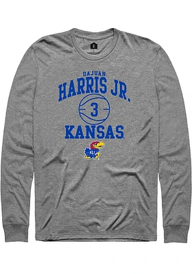 Dajuan Harris Jr  Kansas Jayhawks Graphite Rally NIL Sport Icon Long Sleeve T Shirt