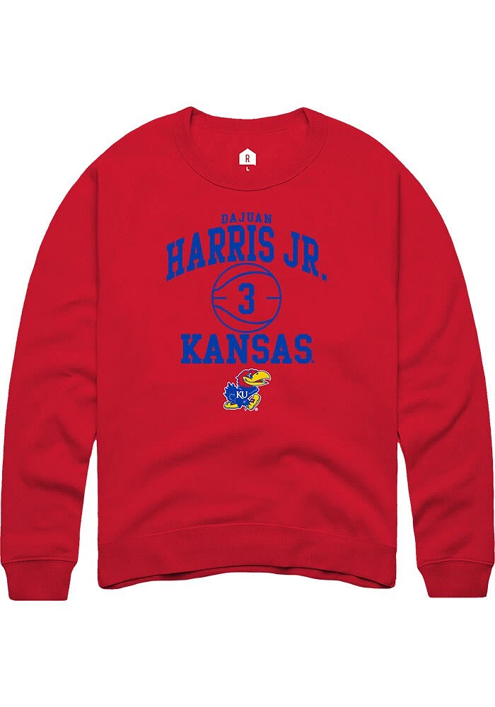 Dajuan Harris Jr Rally Kansas Jayhawks Mens NIL Sport Icon Long Sleeve Crew Sweatshirt