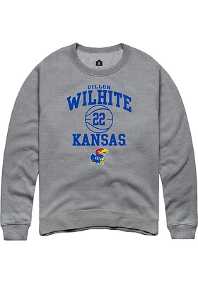 Dillon Wilhite  Rally Kansas Jayhawks Mens Graphite NIL Sport Icon Long Sleeve Crew Sweatshirt