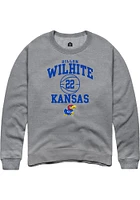Dillon Wilhite  Rally Kansas Jayhawks Mens Graphite NIL Sport Icon Long Sleeve Crew Sweatshirt