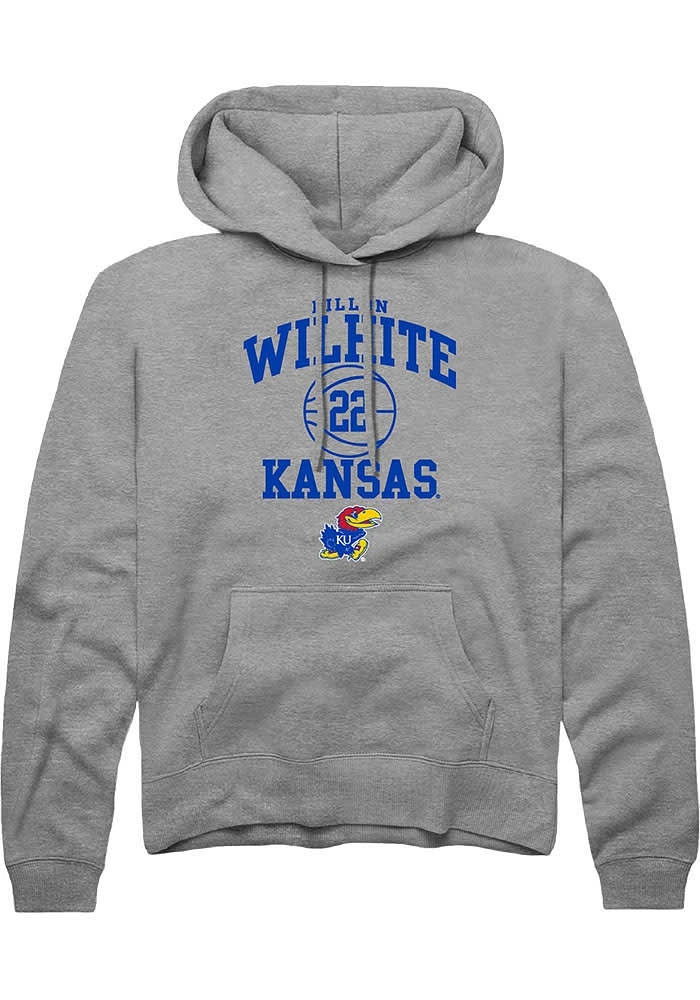 Dillon Wilhite Rally Kansas Jayhawks Mens Graphite NIL Sport Icon Long Sleeve Hoodie