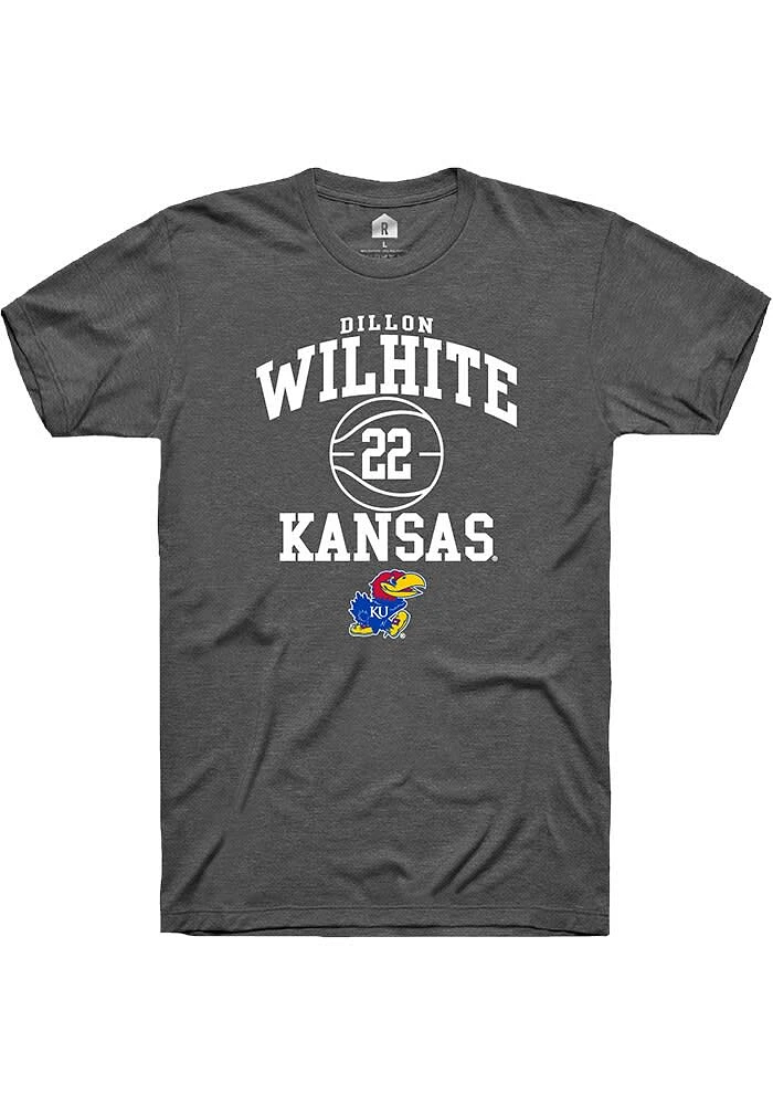 Dillon Wilhite Kansas Jayhawks Dark Grey Rally NIL Sport Icon Short Sleeve T Shirt