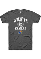 Dillon Wilhite  Kansas Jayhawks Dark Grey Rally NIL Sport Icon Short Sleeve T Shirt