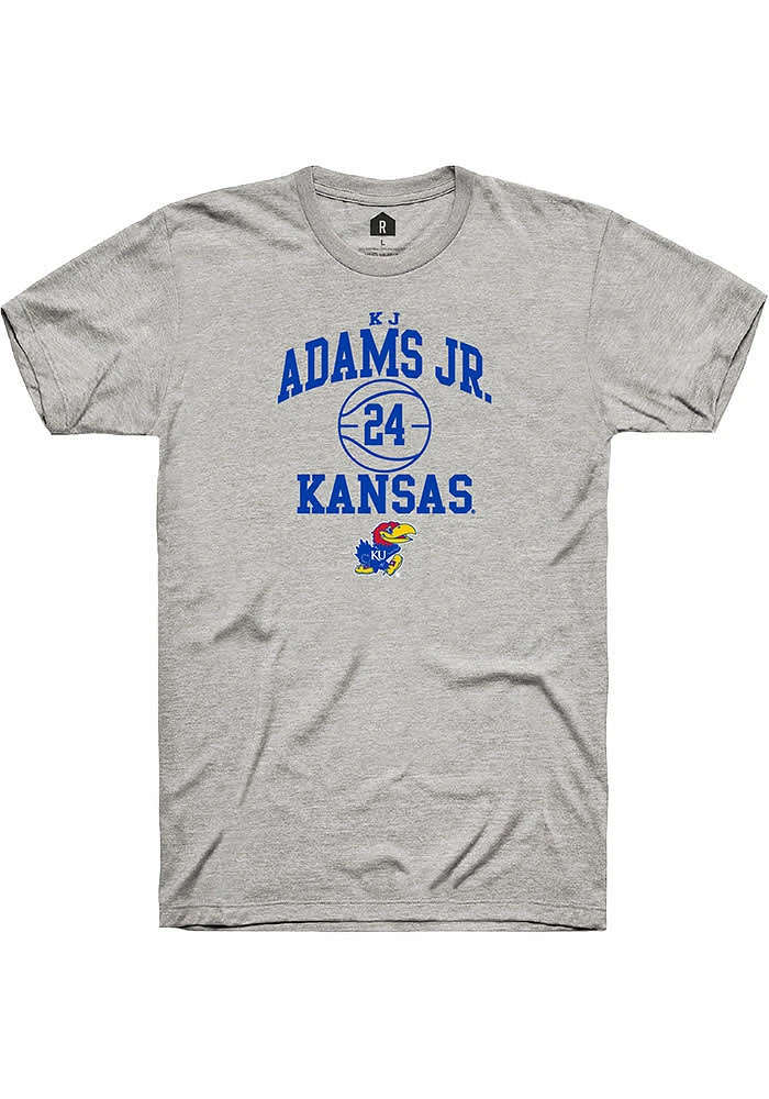 KJ Adams Jr Kansas Jayhawks Ash Rally NIL Sport Icon Short Sleeve T Shirt