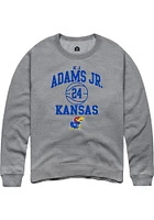 KJ Adams Jr  Rally Kansas Jayhawks Mens Graphite NIL Sport Icon Long Sleeve Crew Sweatshirt