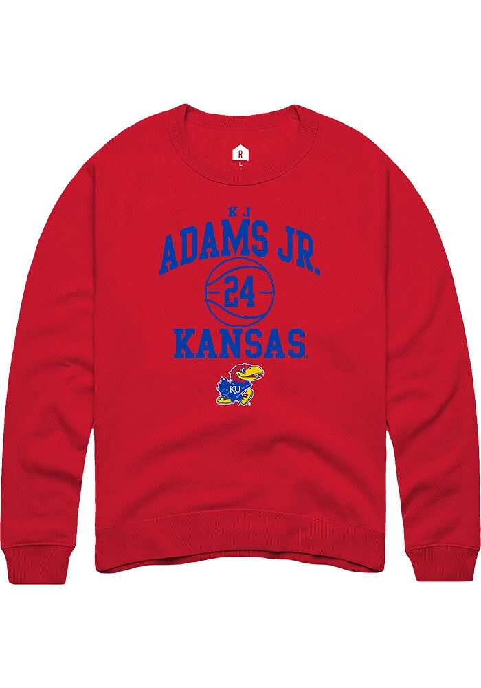 KJ Adams Jr Rally Kansas Jayhawks Mens NIL Sport Icon Long Sleeve Crew Sweatshirt