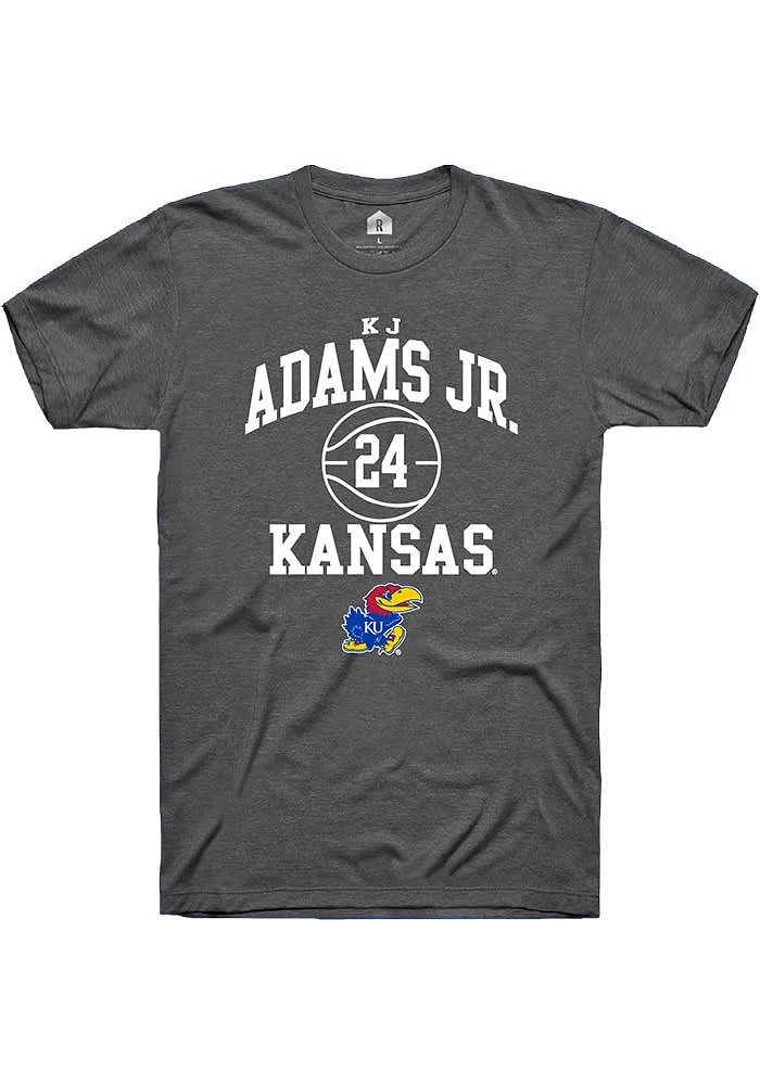 KJ Adams Jr Kansas Jayhawks Dark Grey Rally NIL Sport Icon Short Sleeve T Shirt