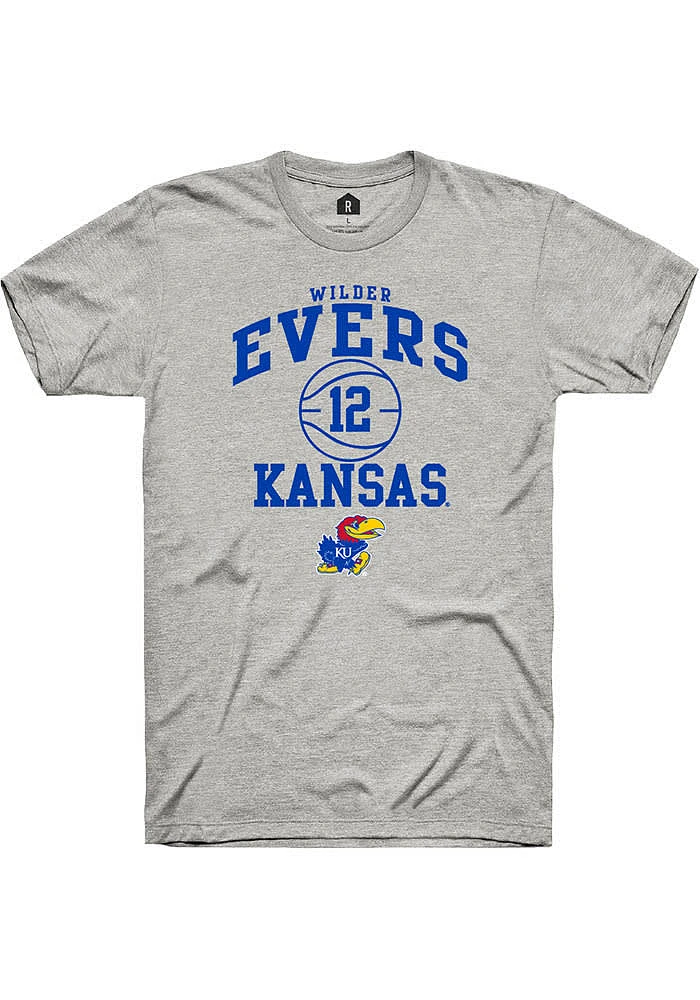Wilder Evers Kansas Jayhawks Ash Rally NIL Sport Icon Short Sleeve T Shirt