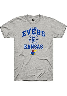 Wilder Evers  Kansas Jayhawks Ash Rally NIL Sport Icon Short Sleeve T Shirt