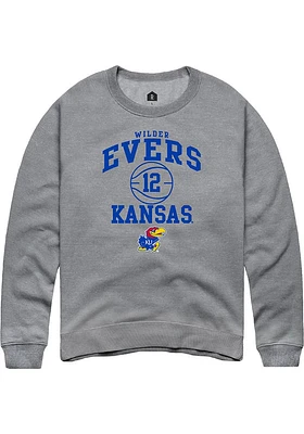 Wilder Evers  Rally Kansas Jayhawks Mens Graphite NIL Sport Icon Long Sleeve Crew Sweatshirt
