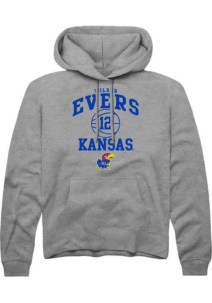 Wilder Evers Rally Kansas Jayhawks Mens Graphite NIL Sport Icon Long Sleeve Hoodie
