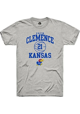 Zach Clemence  Kansas Jayhawks Ash Rally NIL Sport Icon Short Sleeve T Shirt
