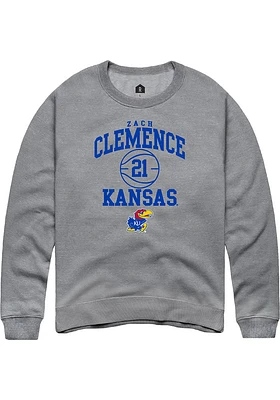 Zach Clemence  Rally Kansas Jayhawks Mens Graphite NIL Sport Icon Long Sleeve Crew Sweatshirt