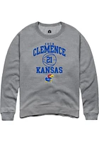Zach Clemence  Rally Kansas Jayhawks Mens Graphite NIL Sport Icon Long Sleeve Crew Sweatshirt