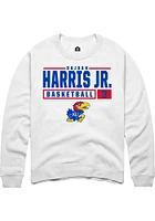 Dajuan Harris Jr Rally Kansas Jayhawks Mens NIL Stacked Box Long Sleeve Crew Sweatshirt