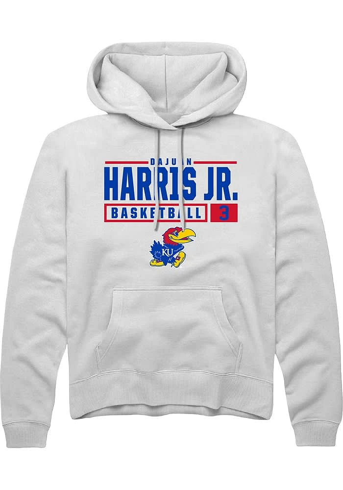 Dajuan Harris Jr Rally Kansas Jayhawks Mens NIL Stacked Box Long Sleeve Hoodie