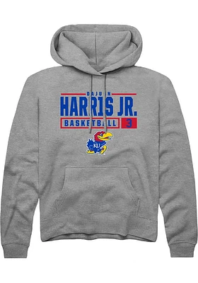 Dajuan Harris Jr  Rally Kansas Jayhawks Mens Graphite NIL Stacked Box Long Sleeve Hoodie