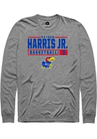 Dajuan Harris Jr  Kansas Jayhawks Graphite Rally NIL Stacked Box Long Sleeve T Shirt