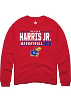 Dajuan Harris Jr Rally Kansas Jayhawks Mens NIL Stacked Box Long Sleeve Crew Sweatshirt