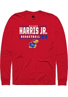 Dajuan Harris Jr Kansas Jayhawks Rally NIL Stacked Box Long Sleeve T Shirt