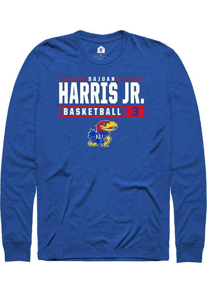 Dajuan Harris Jr Kansas Jayhawks Rally NIL Stacked Box Long Sleeve T Shirt