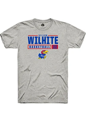 Dillon Wilhite  Kansas Jayhawks Ash Rally NIL Stacked Box Short Sleeve T Shirt
