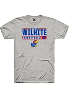 Dillon Wilhite  Kansas Jayhawks Ash Rally NIL Stacked Box Short Sleeve T Shirt