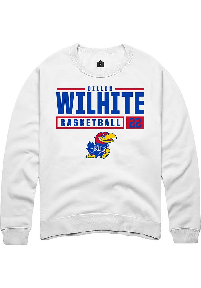 Dillon Wilhite Rally Kansas Jayhawks Mens NIL Stacked Box Long Sleeve Crew Sweatshirt