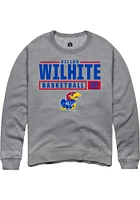 Dillon Wilhite  Rally Kansas Jayhawks Mens Graphite NIL Stacked Box Long Sleeve Crew Sweatshirt