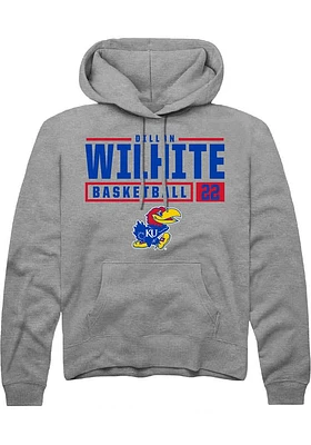 Dillon Wilhite  Rally Kansas Jayhawks Mens Graphite NIL Stacked Box Long Sleeve Hoodie