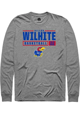 Dillon Wilhite  Kansas Jayhawks Graphite Rally NIL Stacked Box Long Sleeve T Shirt