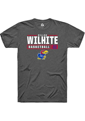 Dillon Wilhite  Kansas Jayhawks Dark Grey Rally NIL Stacked Box Short Sleeve T Shirt