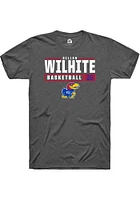 Dillon Wilhite  Kansas Jayhawks Dark Grey Rally NIL Stacked Box Short Sleeve T Shirt