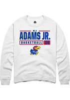 KJ Adams Jr Rally Kansas Jayhawks Mens NIL Stacked Box Long Sleeve Crew Sweatshirt