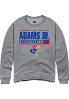 KJ Adams Jr  Rally Kansas Jayhawks Mens Graphite NIL Stacked Box Long Sleeve Crew Sweatshirt