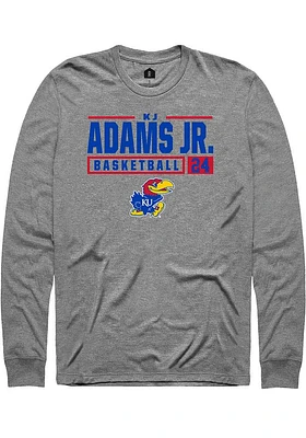 KJ Adams Jr  Kansas Jayhawks Graphite Rally NIL Stacked Box Long Sleeve T Shirt